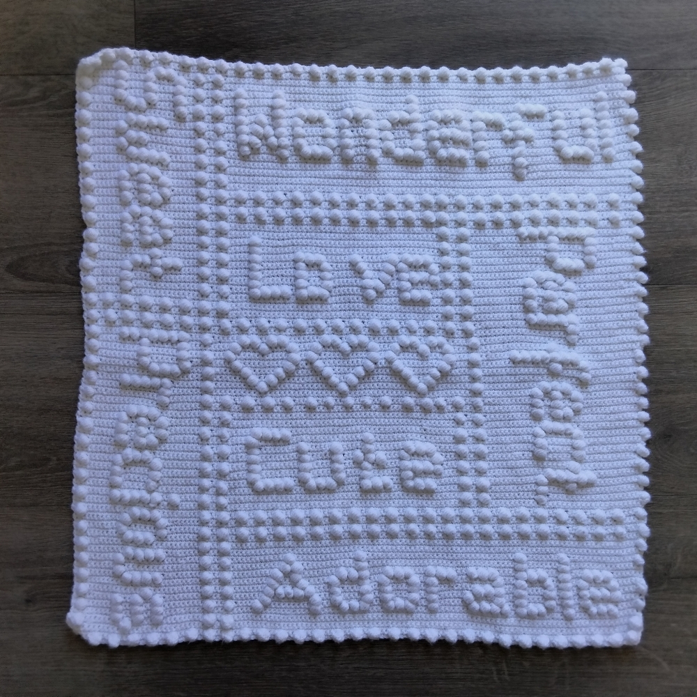 White Crochet Baby Decor / Blanket 21" x 21"